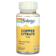 Мідь Цитрат Solaray (Cooper Citrate) 2 мг 60 капсул