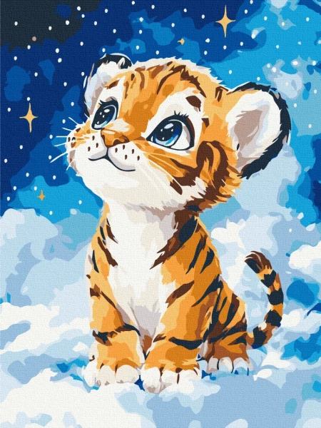 Картина за номерами Мрійливе тигреня 30x40 Brushme
