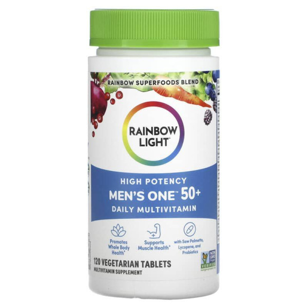 Мультивітаміни для чоловіків 50+, Men's One 50+, Rainbow Light, щоденні, висока потенція, 120 вегетаріанських пігулок