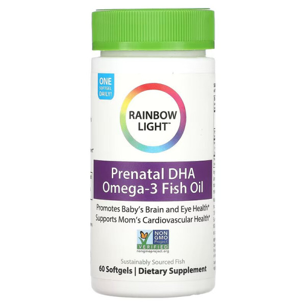 Рыбий жир для беременных, Prenatal DHA, Rainbow Light, 60 капсул