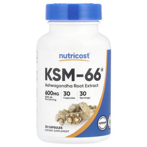 Екстракт кореня ашвагандхи 600 мг Nutricost (KSM-66 Ashwagandha Root Extract) 30 капсул