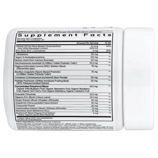 Комплекс для підтримки ШКТ Codeage (Leaky Gut Formula) 60 рослинних капсул