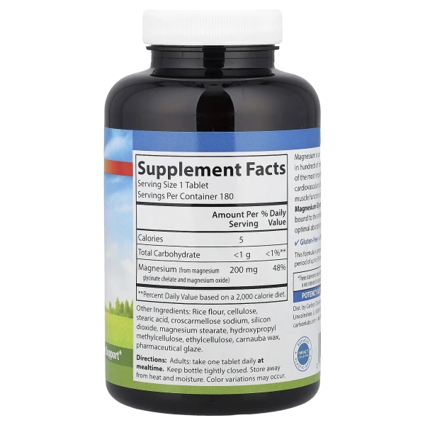 Хелатный магний Carlson (Chelated Magnesium) 200 мг 180 таблеток