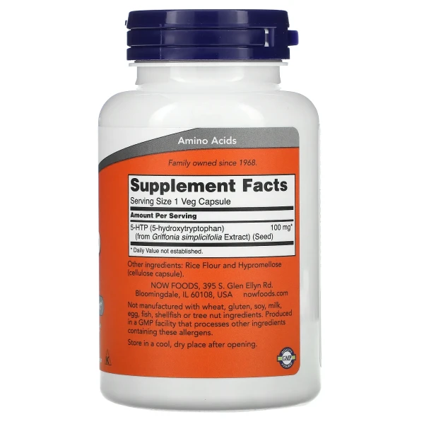 5-гідрокситриптофан NOW Foods (5-HTP) 100 мг 120 рослинних капсул