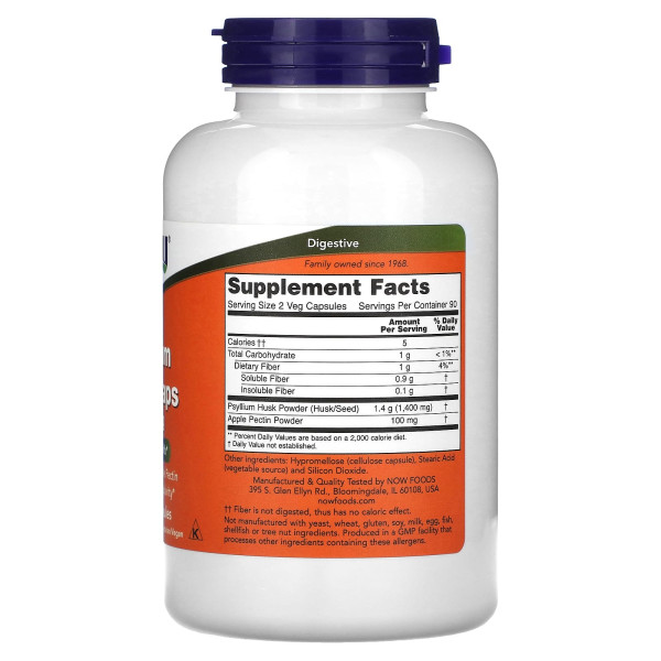 Лушпиння насіння подорожника в капсулах Now Foods (Psyllium Husk Caps) 700 мг 180 капсул