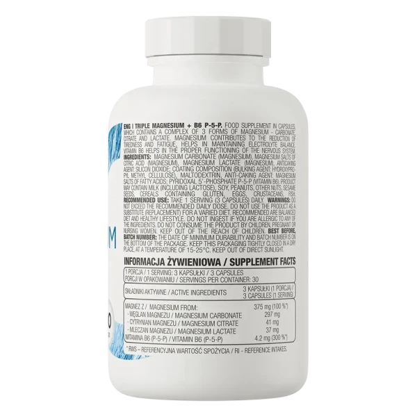 Потрійний Магній Ostrovit + B6 + P-5-P Triple Magnesium + B6 P-5-P 90 капсул