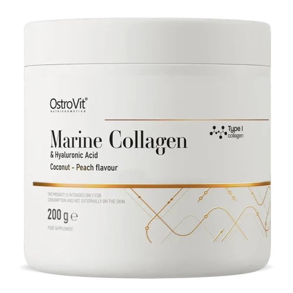 Морський колаген Ostrovit та гіалуронова Кислота Marine Collagen & Hyaluronic Acid кокос-персик 200 г