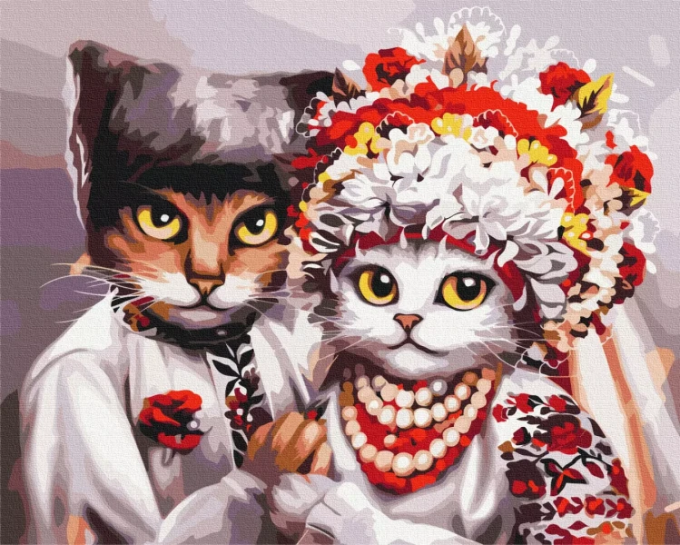 Картина за номерами Весілля українських котів ©Маріанна Пащук 48x60 Brushme