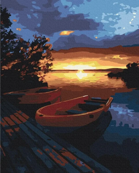 Картина за номерами Красивий захід на озері  Brushme 48x60