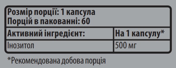 Інозитол 500 мг Sporter (Inositol) 60 капсул