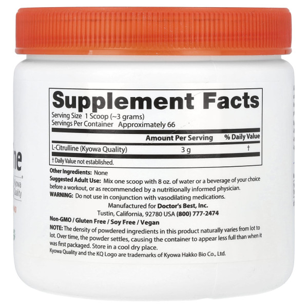 Л-Цитрулін Doctor's Best (L-Citrulline) 3000 мг 200 г