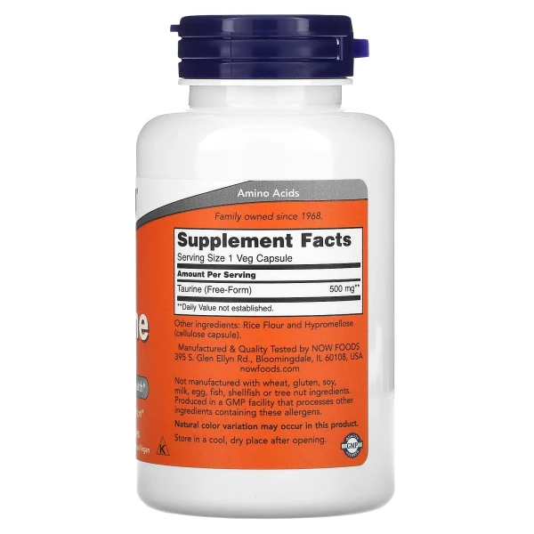 Таурин Now Foods (Taurine) 500 мг 100 капсул