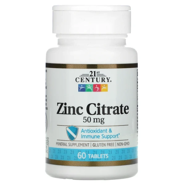 Цинк цитрат 21st Century (Zinc Citrate) 50 мг 60 таблеток
