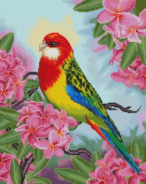Алмазная мозаика Попугай в цветах 40x50 Brushme