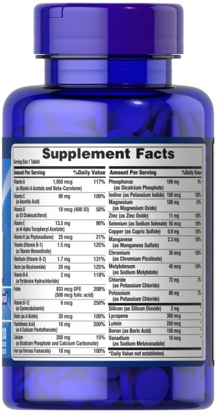 Мультивитамины и минералы ABC Plus Puritan's Pride (ABC Plus Multivitamin and Multi-Mineral Formula) 100 таблеток