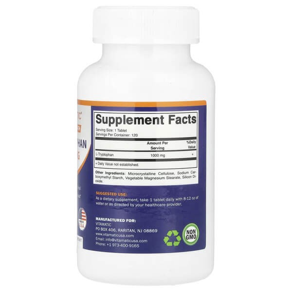 L-триптофан 1000 мг Vitamatic (L-Tryptophan) 120 таблеток