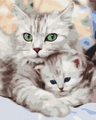 Преміум картина за номерами Мама кішка з котеням Brushme 40x50