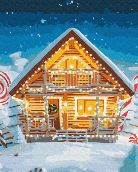 Картина за номерами Казковий новорічний будиночок  Brushme 48x60