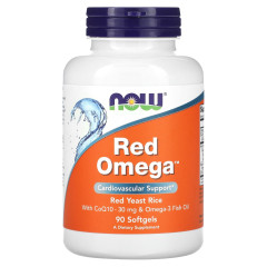 Омега та червоний рис з CoQ10 Now Foods (Red Omega, Red Yeast Rice with CoQ10) 90 капсул