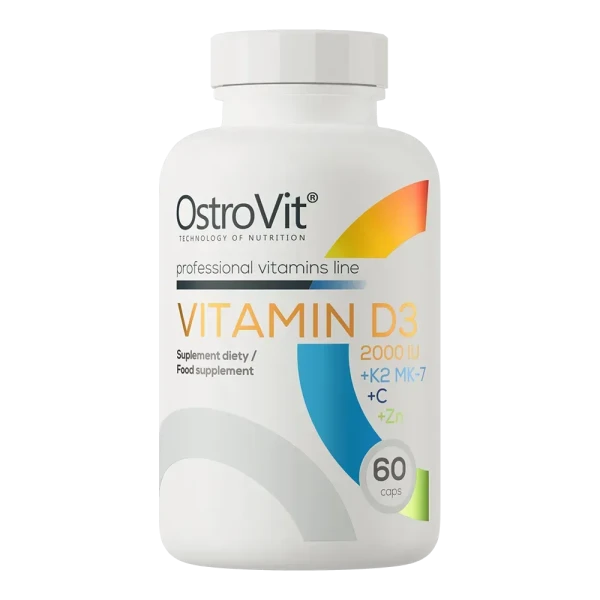 Витамин D3 Ostrovit 2000 IU + K2 MK-7 + C + Цинк Vitamin D3 2000 IU + K2 MK-7 + C + Zinc 60 капсул