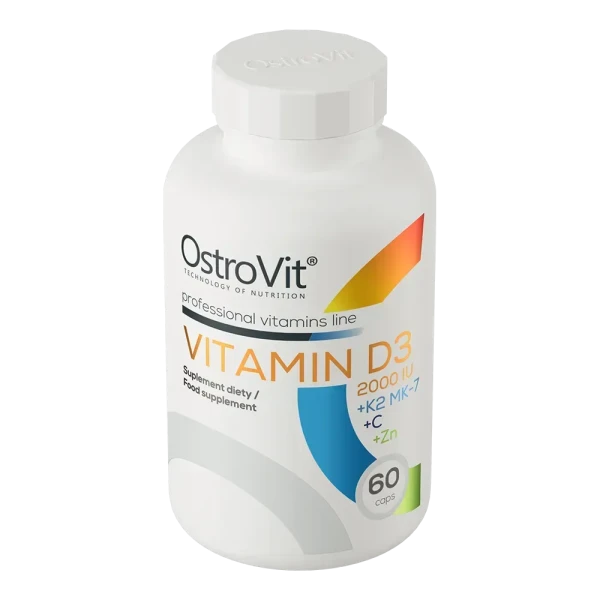 Витамин D3 Ostrovit 2000 IU + K2 MK-7 + C + Цинк Vitamin D3 2000 IU + K2 MK-7 + C + Zinc 60 капсул