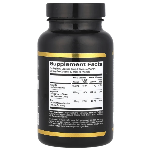 Цинк, магний и витамин B6 California Gold Nutrition (Zinc, Magnesium, Vitamin B6) 90 капсул