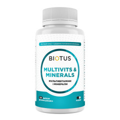 Мультивітаміни та мінерали, Multivits &amp; Minerals, Biotus, 120 капсул