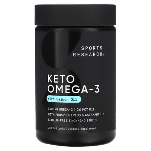 Кето Омега-3 з олією лосося Sports Research (Keto Omega-3 with Salmon Oil) 120 рідких капсул