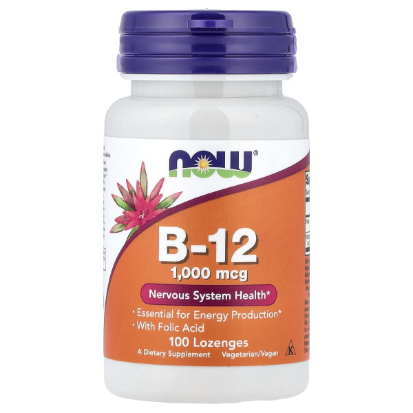 Вітамін В12 та фолієва кислота Now Foods (Vitamin B-12 Folic Acid) 1000 мкг 100 льодяників