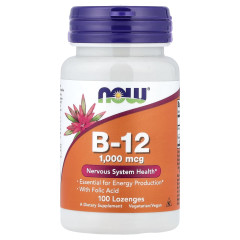 Вітамін В12 та фолієва кислота Now Foods (Vitamin B-12 Folic Acid) 1000 мкг 100 льодяників