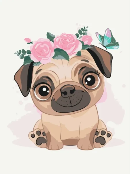 Картина за номерами Милий мопс  Brushme 30x40