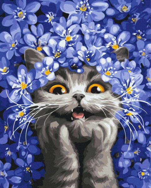Картина по номерам Кошка в подснежниках © Марианна Пащук 40x50 Brushme