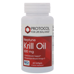 Олія криля Neptune, Krill Oil, Protocol for Life Balance, 500 мг, 60 гелевих капсул