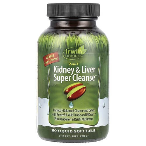Комплекс для детоксикации почек и печени 60 жидких капсул Irwin Naturals (2-In-1 Kidney & Liver Super Cleanse)