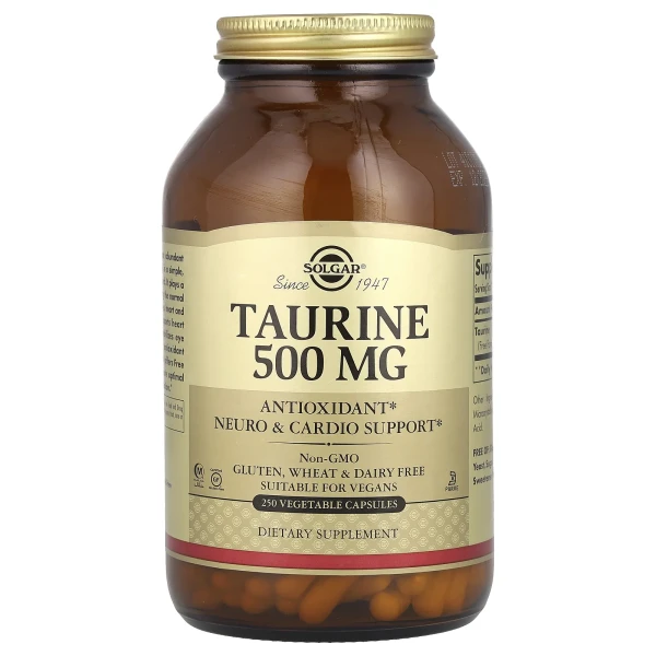Таурин Solgar (Taurine) 500 мг 250 веганських капсул