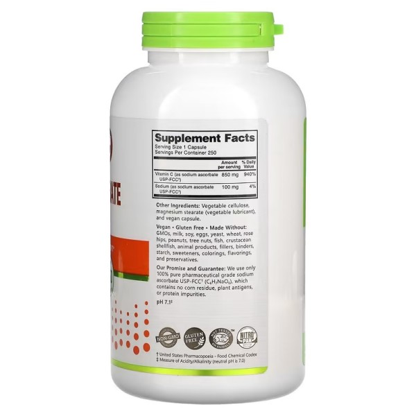 Аскорбат натрію NutriBiotic (Sodium Ascorbate) 250 капсул