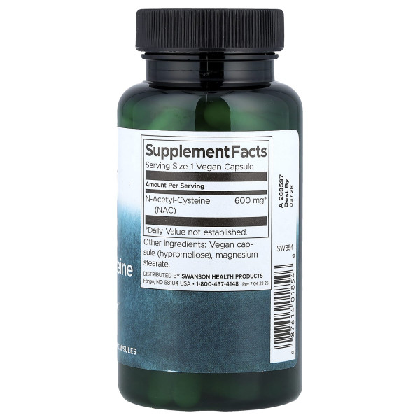 N-ацетил цистеїн Swanson (N-Acetyl Cysteine) 600 мг 100 капсул