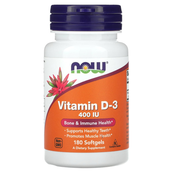 Вітамін D3 Now Foods (Vitamin D3) 400 МО 180 капсул