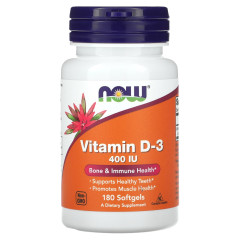 Вітамін D3 Now Foods (Vitamin D3) 400 МО 180 капсул