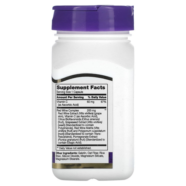 Ресвератрол 21st Century (Resveratrol Red Wine Extract) 200 мг 90 капсул