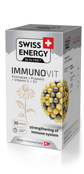 Підтримка імунітету, IMMUNOVIT Echinacea+Propolis+Vitamin C+Zn, Swiss Energy, 30 капсул