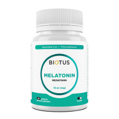 Мелатонин, Melatonin, Biotus, 10 мг, 60 капсул