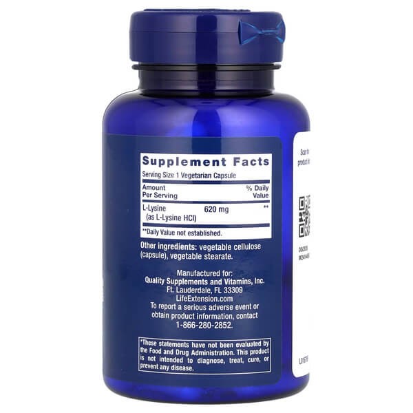 Л-лізин 620 мг Life Extension (L-Lysine) 100 капсул