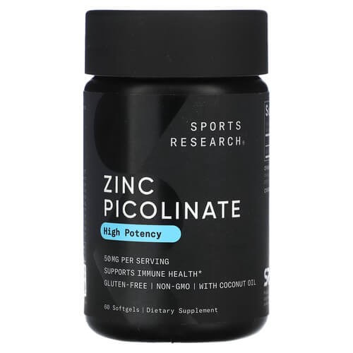 Цинк пиколинат 50 мг Sports Research (Zinc Picolinate) 60 жидких капсул