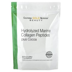 Гідролізований морський колаген 206 г California Gold Nutrition (Hydrolyzed Marine Collagen Peptides) зі смаком какао