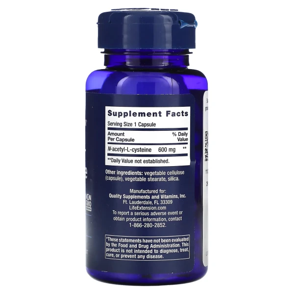 N-ацетил-L-цистеїн Life Extension (N-Acetyl-L-Cysteine) 600 мг 60 капсул