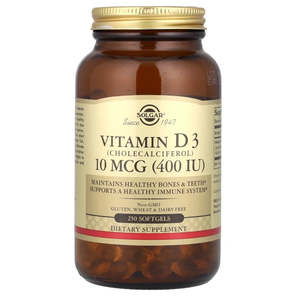 Вітамін D3 Solgar (Vitamin D3) 400 МО 250 капсул