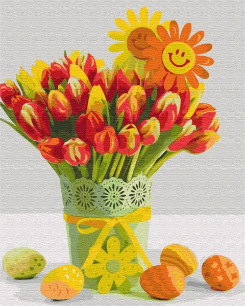 Картина за номерами Великодні тюльпани  Brushme 48x60