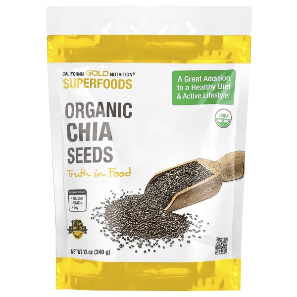 Органические семена чиа California Gold Nutrition (Superfoods Chia Seeds) 340 г
