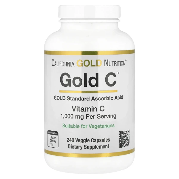 California Gold Nutrition, Gold C™, вітамін C класу USP, 1000 мг, 240 вегетаріанських капсул